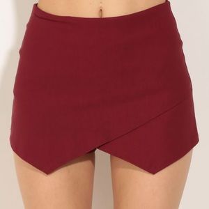 Maroon Asymmetrical skort